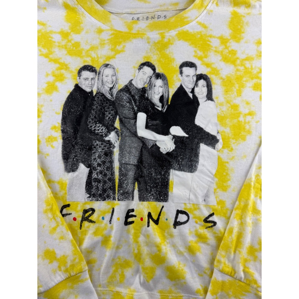 Friends TV Series Yellow Tie Dye L/S Crop Top Graphic Shirt Mens M JT24426 - Picture 2 of 6